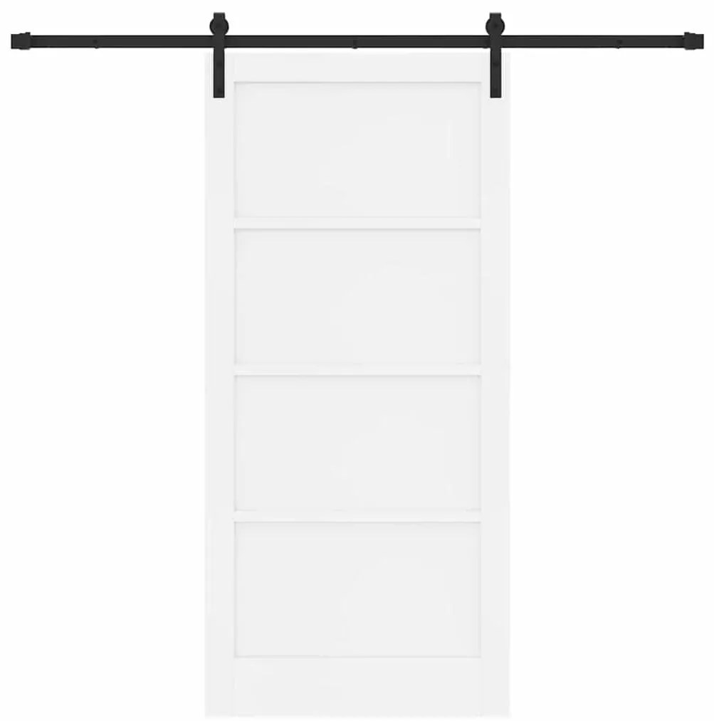 Porta Deslizante com Conjunto de Ferragens Branca 93x202 cm Madeira Só