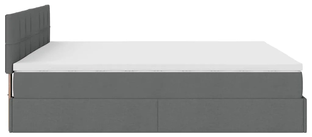 Cama Otomana com colchão &amp; LEDs 180x200cm tecido cinza-escuro