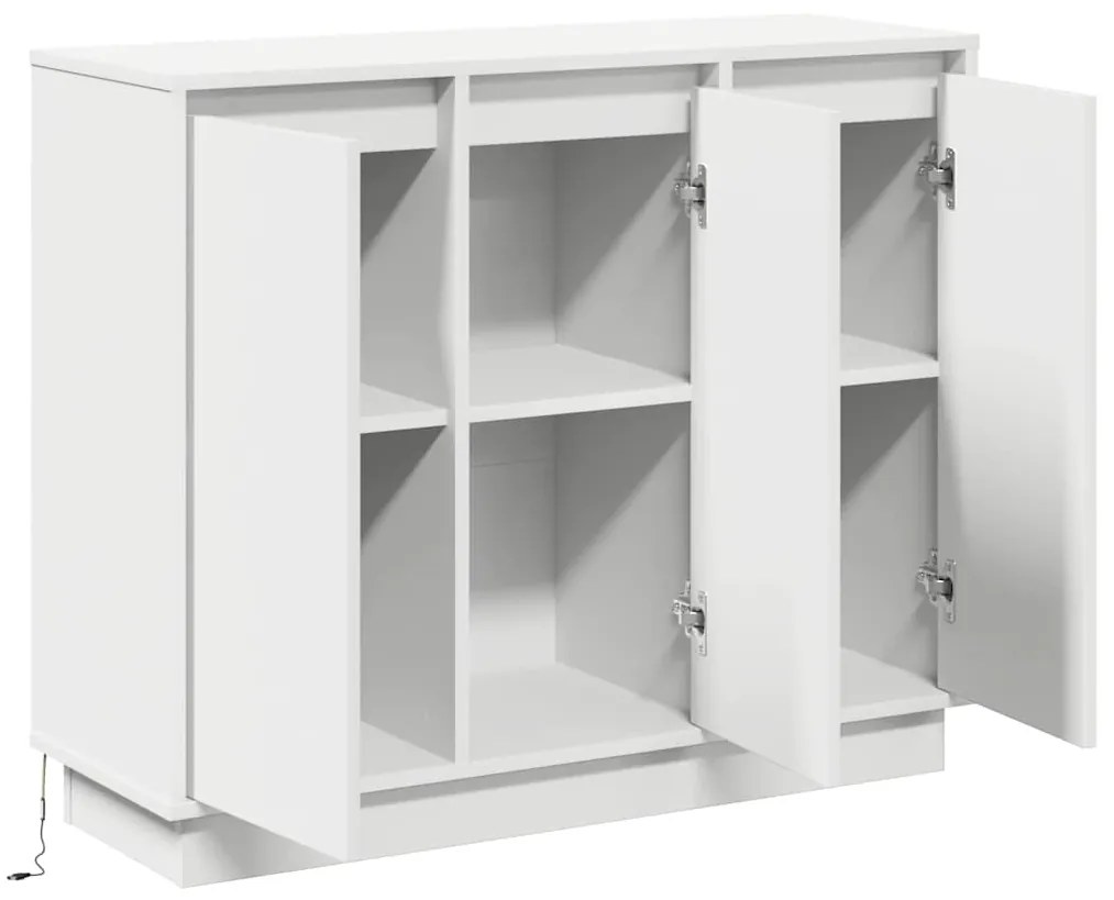 Aparador vidaXL com LED Branco 90x32x75 cm em madeira de engenharia