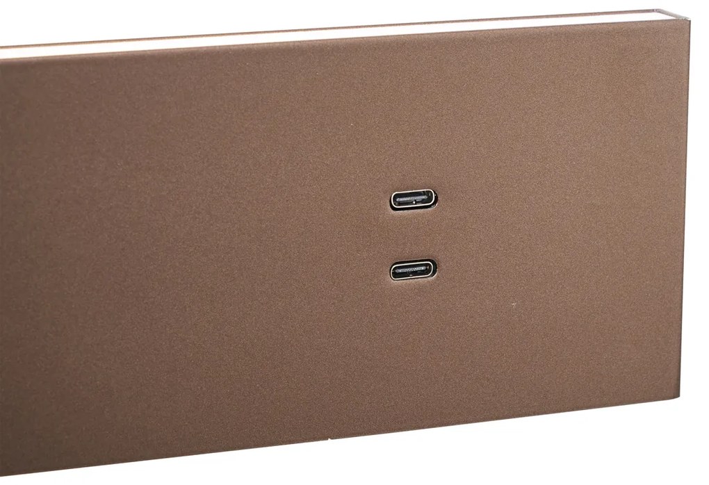 Candeeiro de Parede Bronze Ajustável com USB-C incl. LED - Modric Moderno