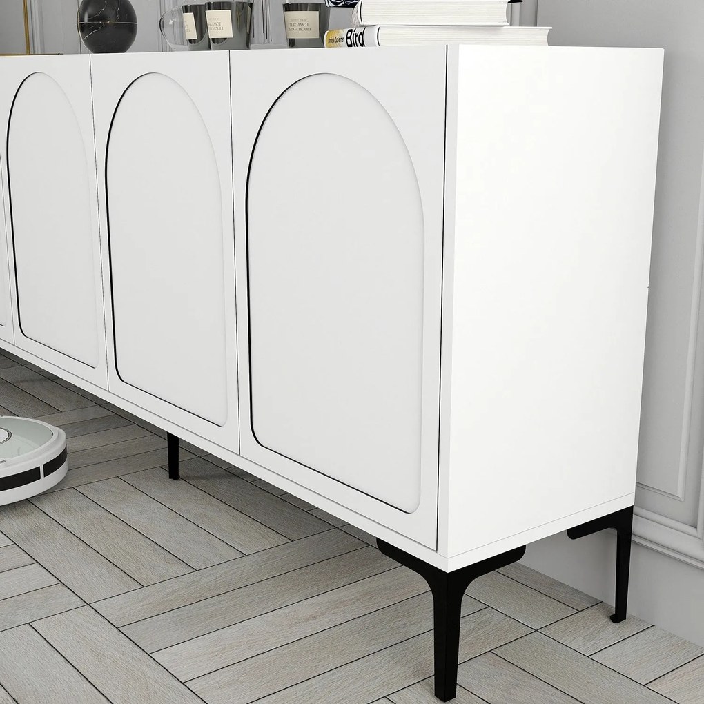 Console Lyon – Branco e Preto – 180x79x35 cm
