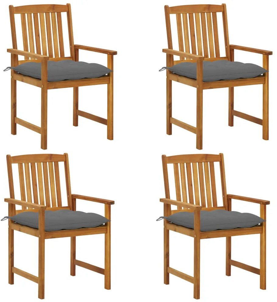 Cadeiras de jardim c/ almofadões 4 pcs madeira de acácia maciça
