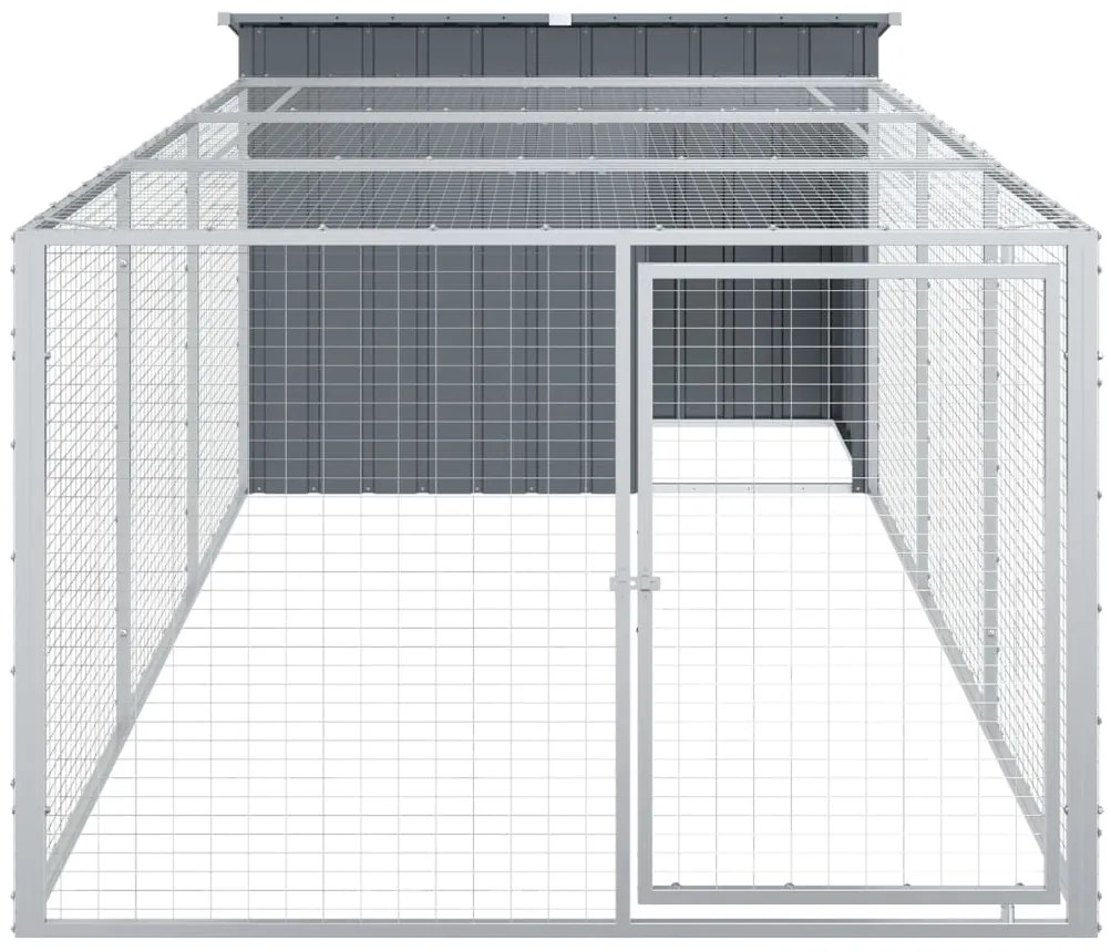 Casota p/ cães c/ parque 153x396x110 cm aço galvaniz. antracite