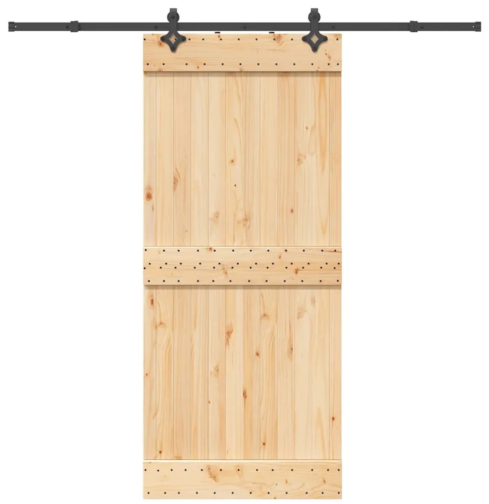 Porta de correr com ferragens 90x210 cm madeira de pinho maciça