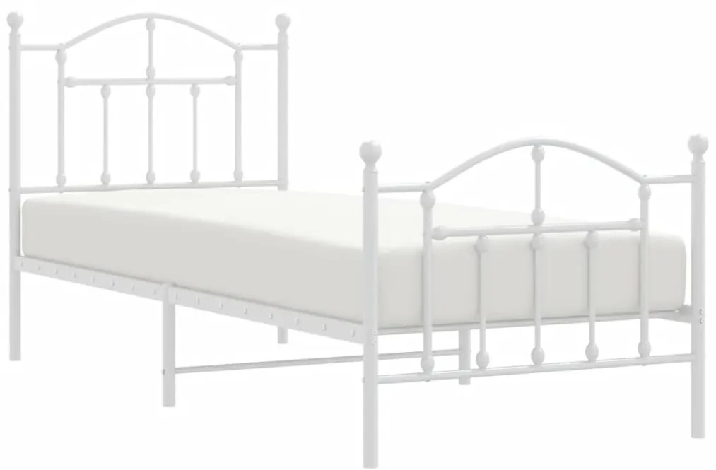Estrutura de cama com cabeceira e pés 90x200 cm metal branco