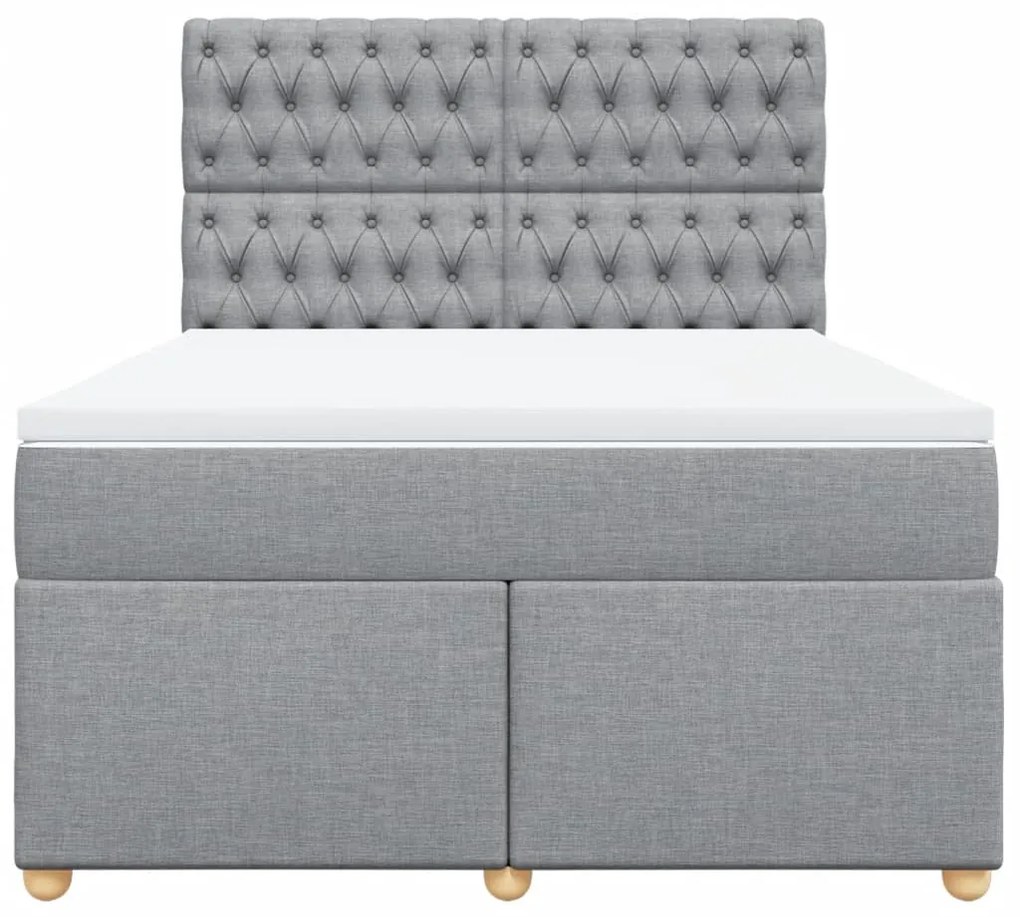 Cama com molas/colchão 140x190 cm tecido cinzento-claro