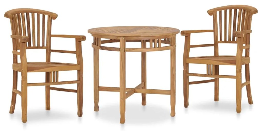 vidaXL 3 pcs conjunto de jantar p/ jardim madeira de teca maciça