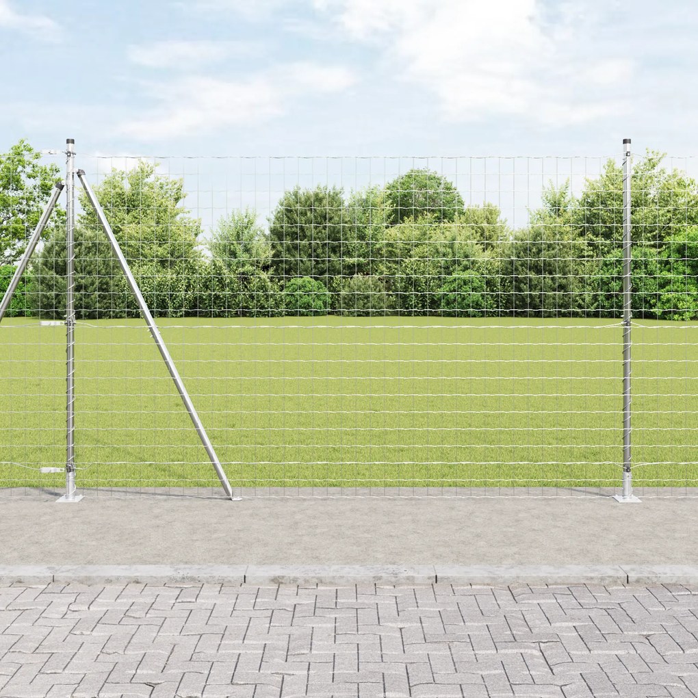 Cerca Euro com 7 Postes Flangeados 1.4x10 m Aço Galvanizado