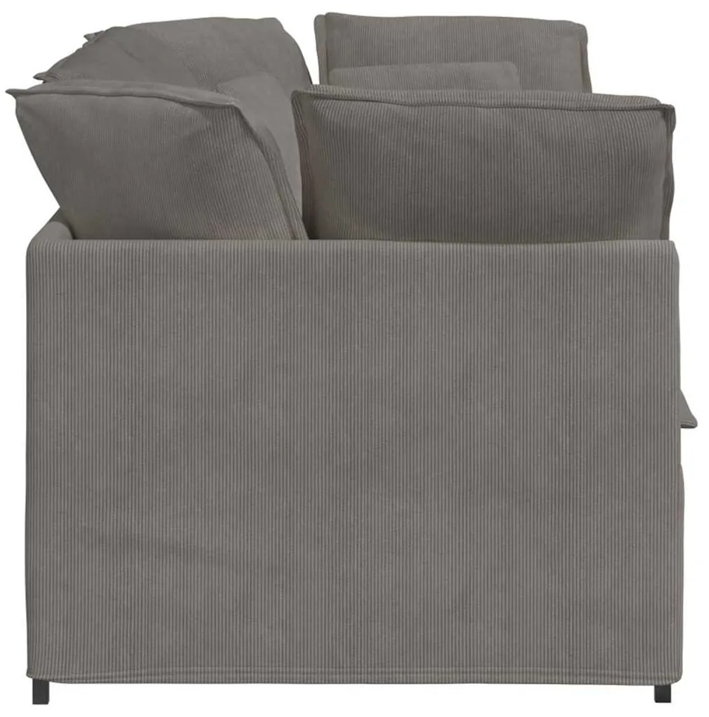 Sofá modular com almofadas tecido corduroy cinzento-claro
