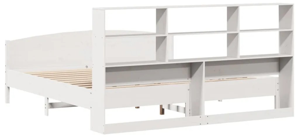 Cama com estante sem colchão 200x200 cm pinho maciço branco