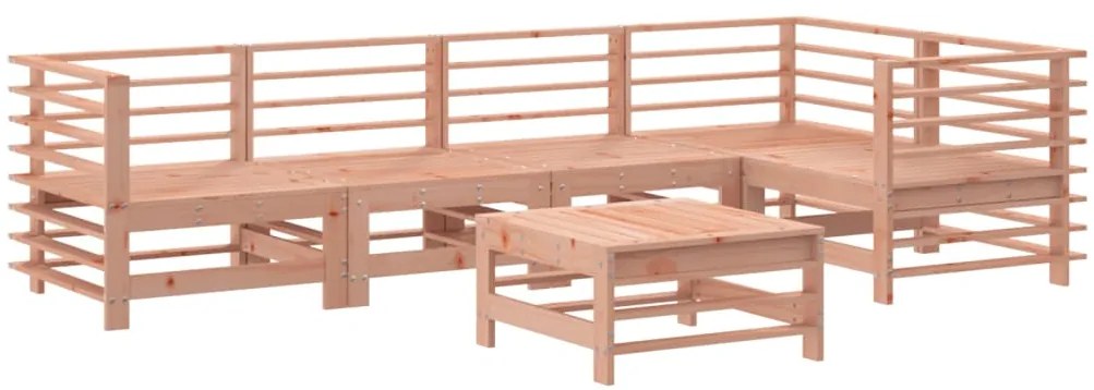 6 pcs conj. lounge jardim c/ almofadões madeira douglas maciça