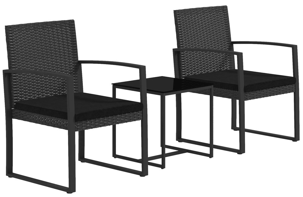 Conjunto de Móveis de Jardim de Vime Sintético Conjunto de 1 Mesa e 2