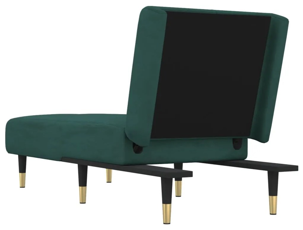 Chaise longue veludo verde-escuro