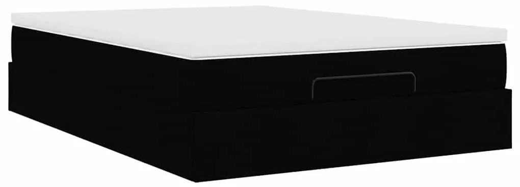 Estrutura de cama otomana com colchão 140x190 cm tecido preto