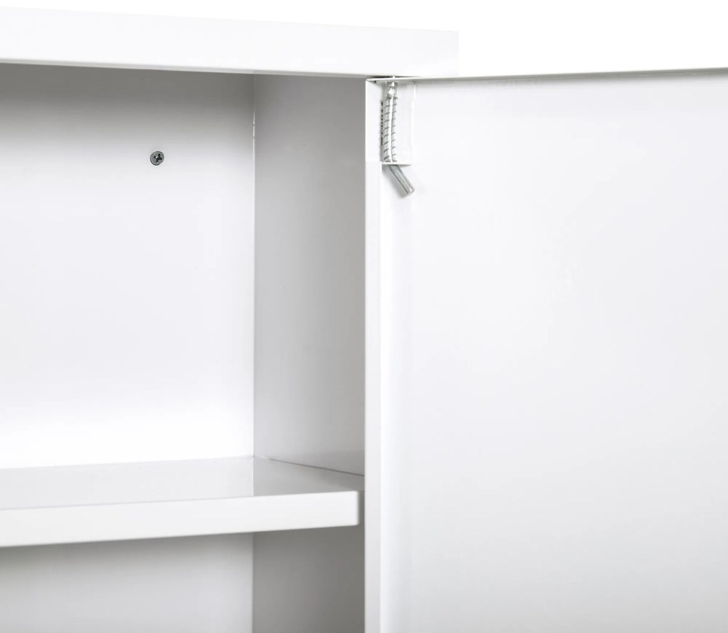 kleankin Armário Farmácia de Parede de Armário para Medicamentos de Metal com 3 Prateleiras de Armazenamento e Fechadura com 2 Chaves para Casa de Banho Cozinha 40x18x60cm Branco