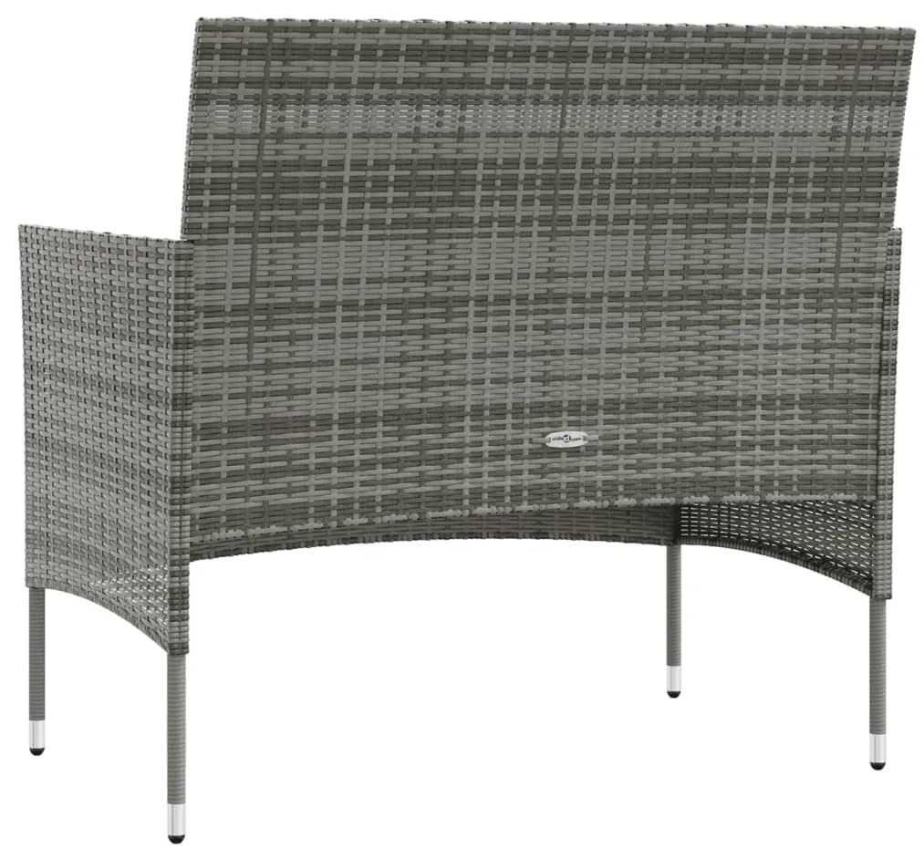 16 pcs conjunto lounge de jardim c/ almofadões vime PE cinzento