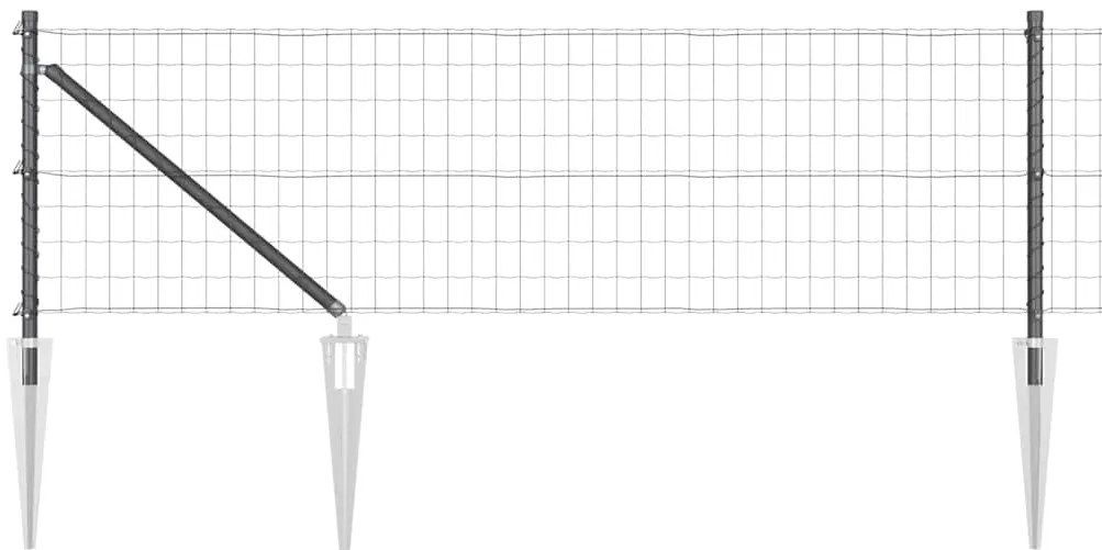 Cerca Euro com 7 estacas, 0,6 x 10m, de aço galvanizado cinza