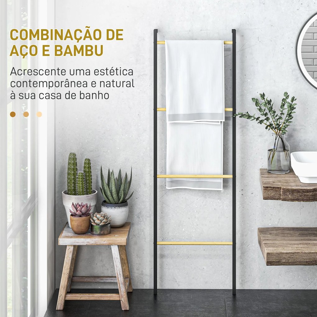 Toalheiro de 4 Níveis Toalheiro Escada Apoiado na Parede Toalheiro Cas