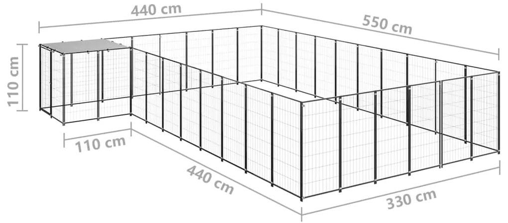 Canil 19,36 m² aço preto
