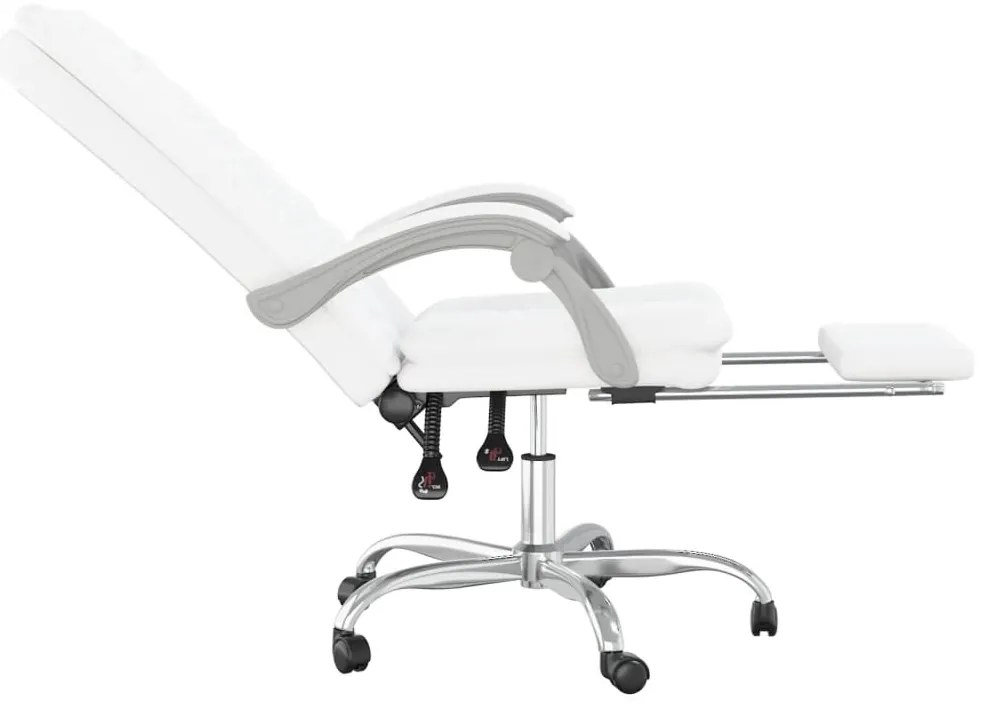 Cadeira de escritório reclinável couro artificial branco