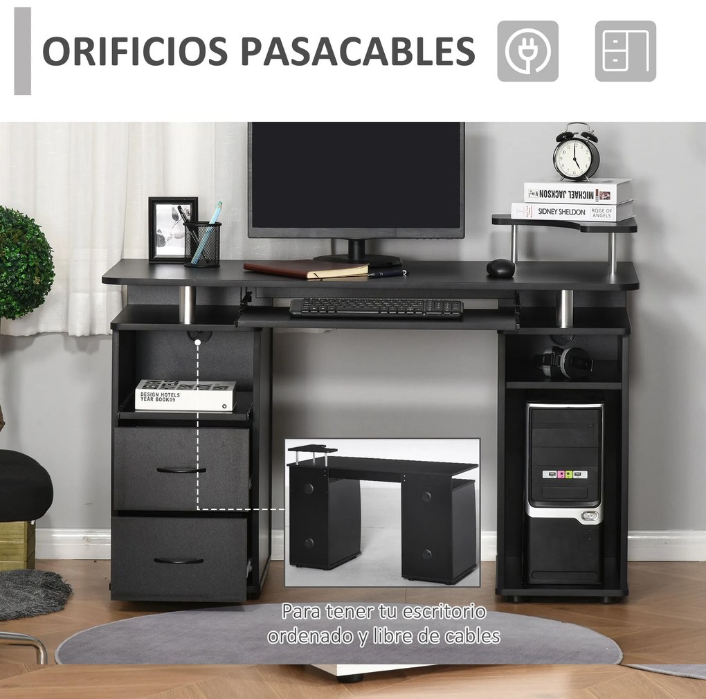 Secretária para computador Mesa para PC com prateleiras múltiplas Band