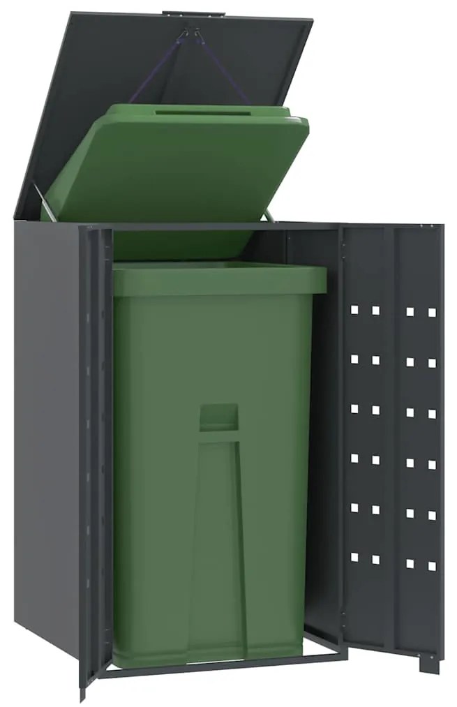 vidaXL Armazenamento de lixeira com rodas para lixeira individual antracite 69x79x117 cm aço