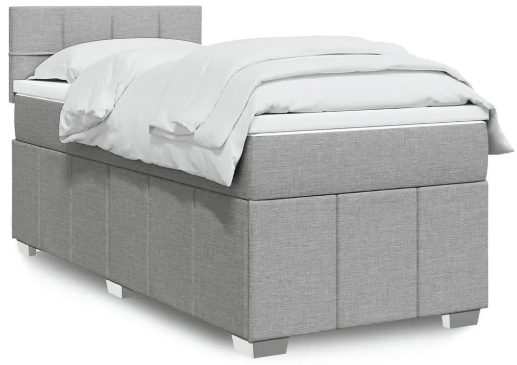 Cama com molas/colchão 90x200 cm tecido cinza-claro