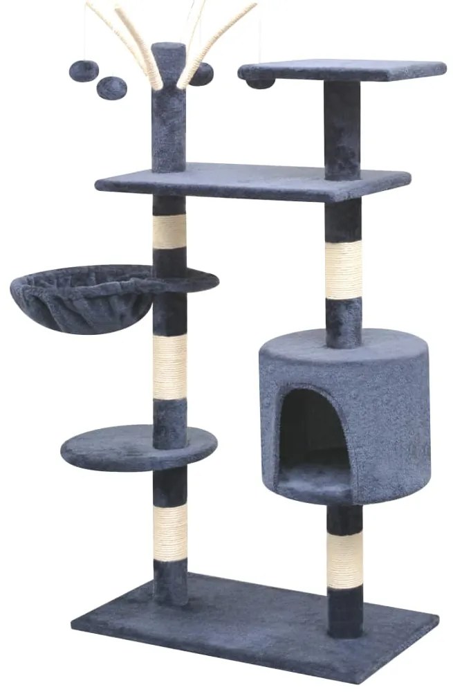 Árvore p/ gatos c/ postes arranhadores sisal 125 cm azul escuro