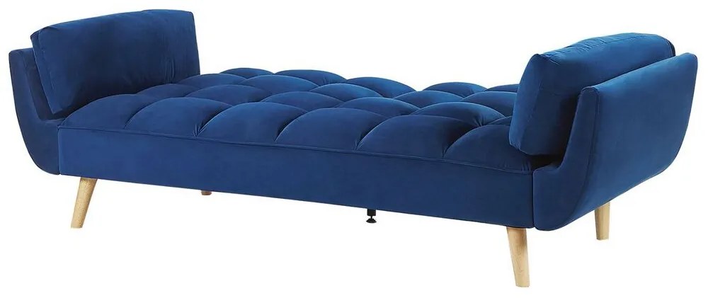 Sofá-cama em veludo azul marinho ASBY Beliani