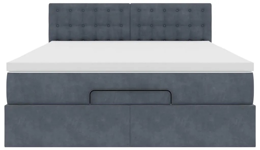 Estrutura de cama otomana com colchão 140x190cm cinzento escuro