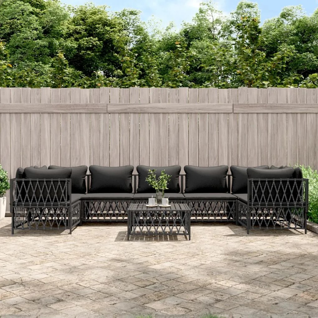 vidaXL 8 pcs conjunto lounge de jardim com almofadões aço antracite