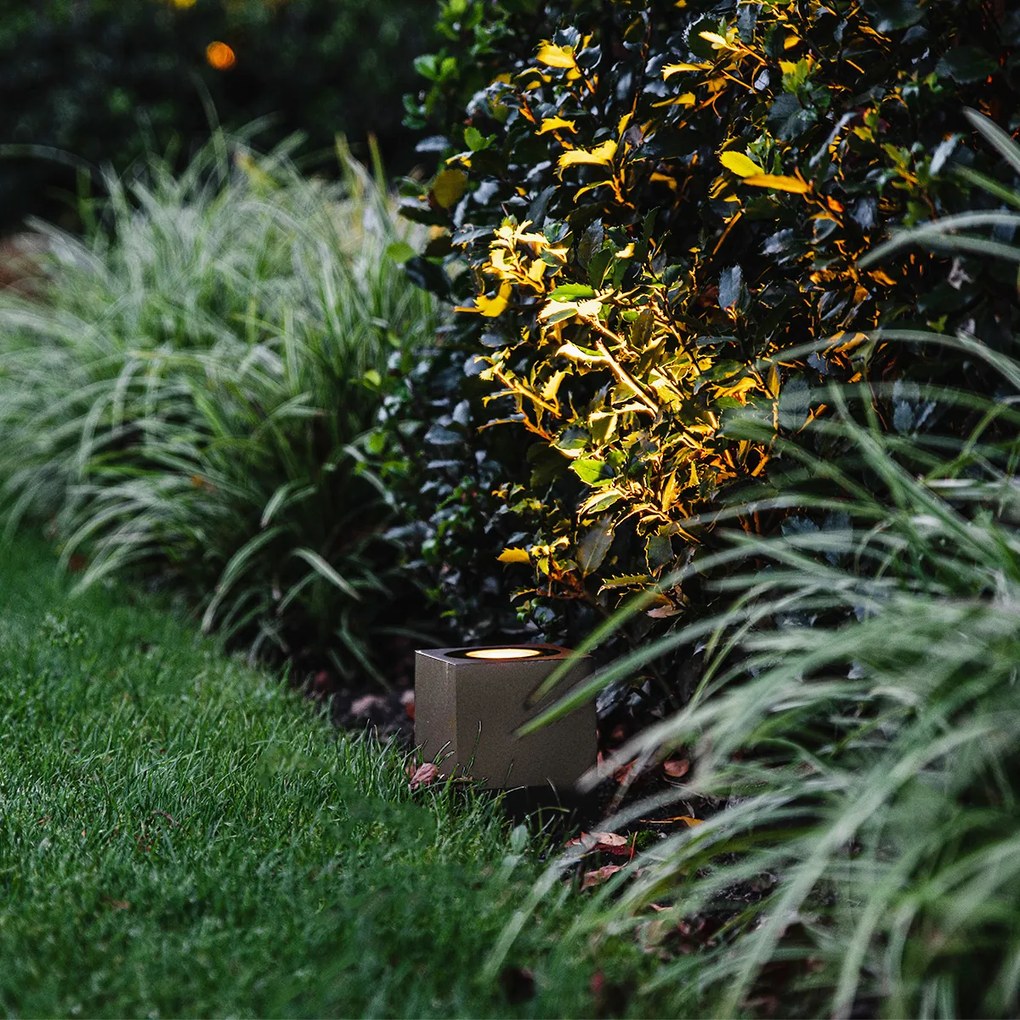 Projetores de jardim industriais castanho ferrugem quadrado IP65 - Lennard