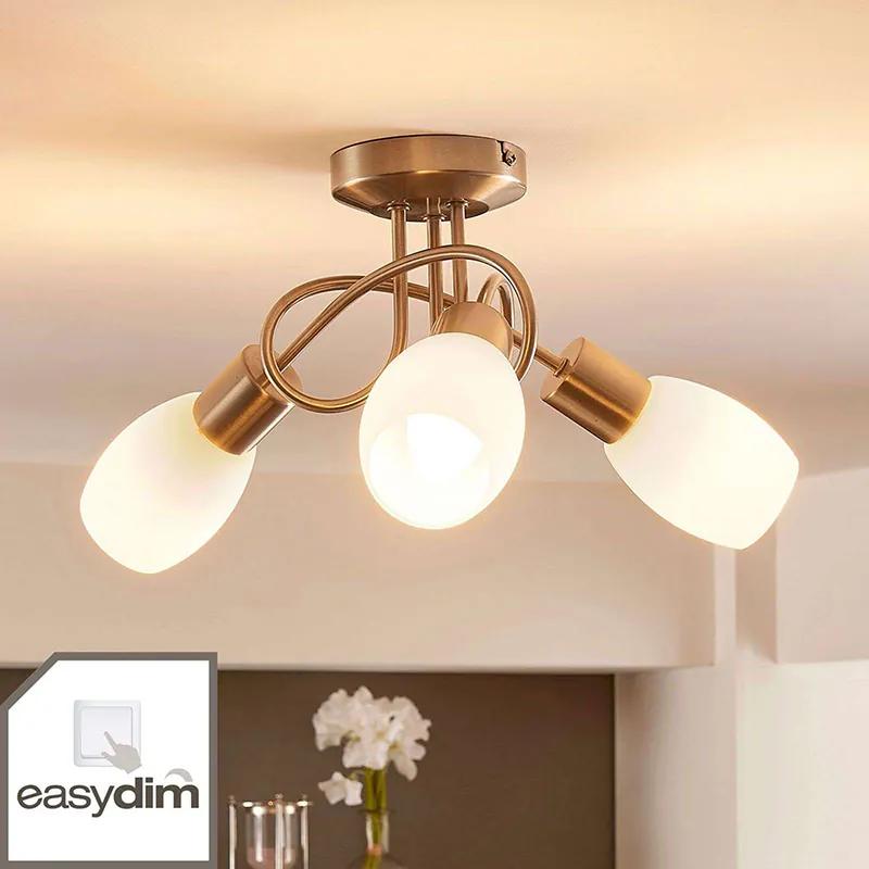 LED Candeeiro de tecto cromado incl. E14 e Easydim 3-light - Arda Clássico / Antigo