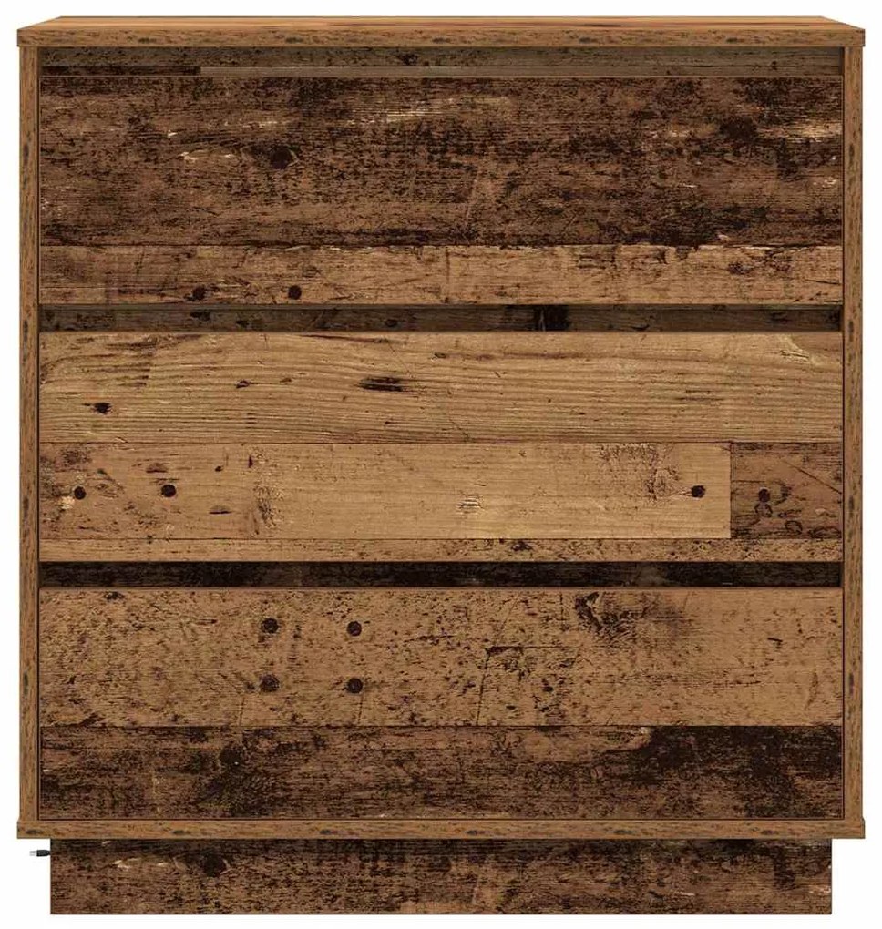Criado-mudo vidaXL com LED Madeira Antiga 71x34,5x75 cm Madeira de Eng