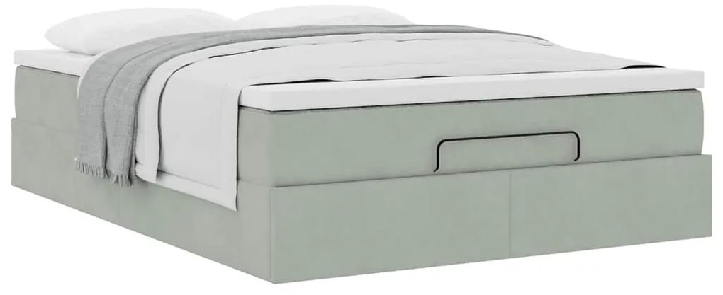 Estrutura de cama otomana com colchão 140x200 cm cinzento claro
