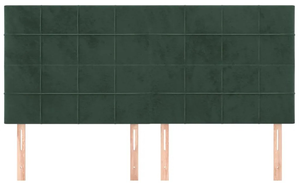 Cabeceira de cama 4 pcs veludo 90x5x78/88 cm verde-escuro