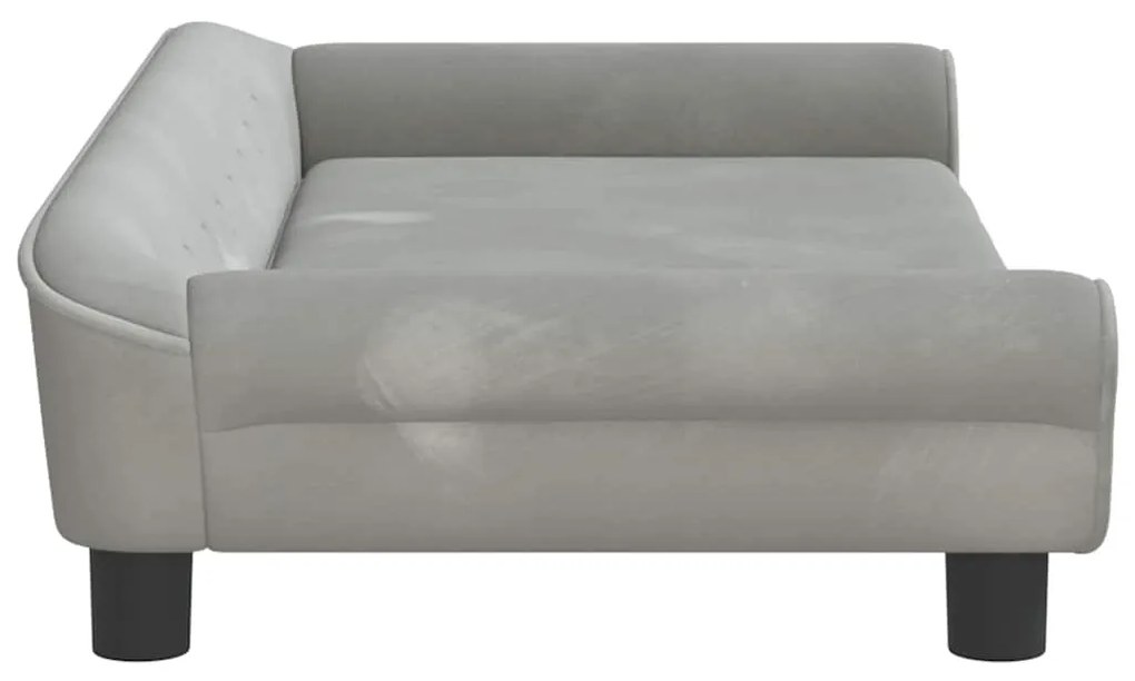Cama para cães 100x50x21 cm veludo cinzento-claro