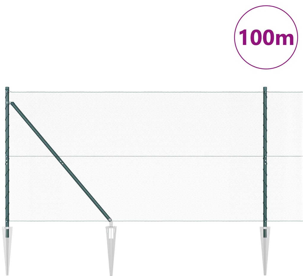 Cerca Hexagonal vidaXL Verde 1,2x100 m Aço