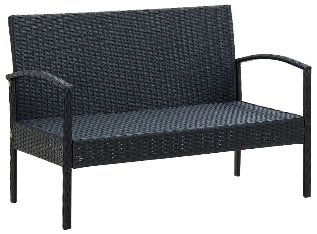 5 pcs conjunto lounge de jardim c/ almofadões vime PE preto