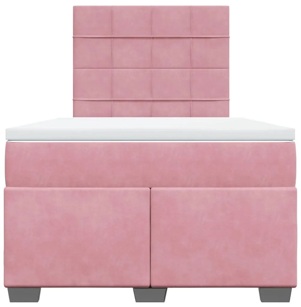 Cama boxspring com colchão 120x190 cm veludo rosa