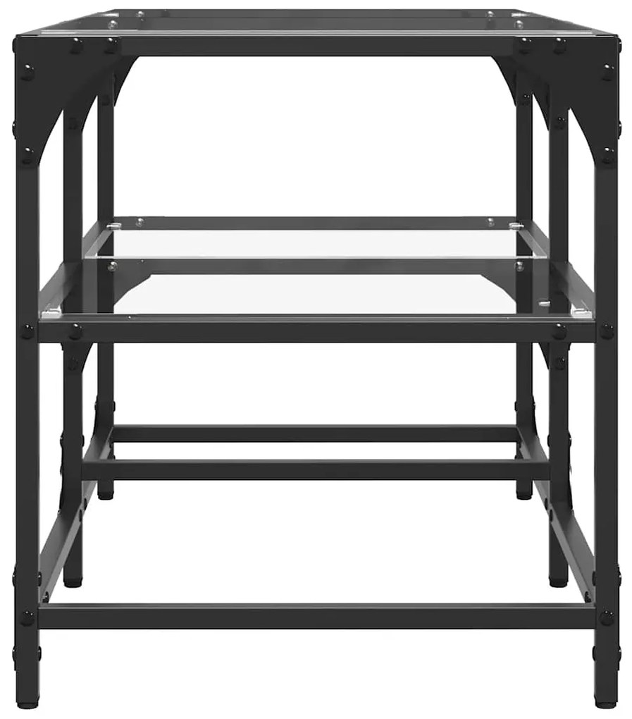 Mesa de centro c/ topo em vidro transparente 78,5x40x45 cm aço