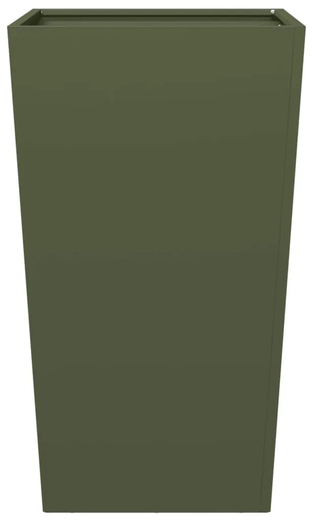 Vaso/floreira de jardim 2 pcs 45x45x75 cm aço verde azeitona