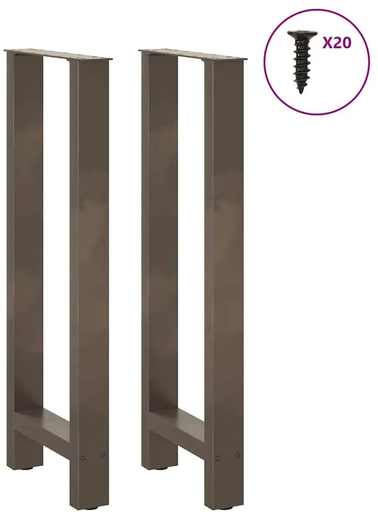 Pés de mesa de bar em aço natural, 2 peças, 40x (100-101) cm, aço