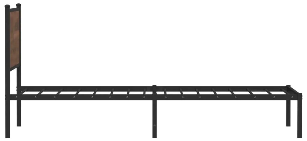 Estrutura de cama sem colchão 100x200cm metal carvalho castanho