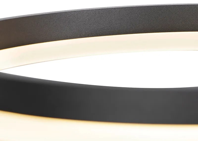 Candeeiro de suspensão design preto 40cm com LED dimmer 3 passos - Anello Moderno