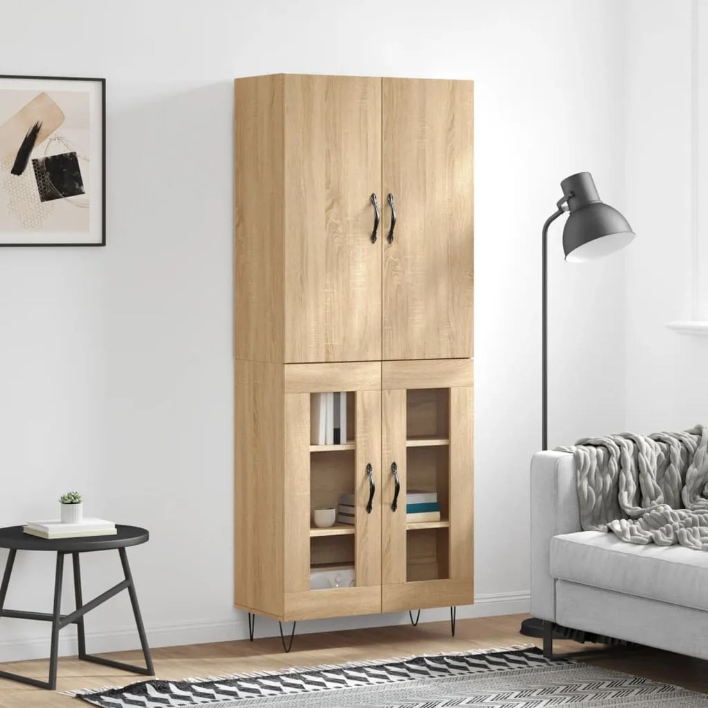 vidaXL Armário alto 69,5x34x180 cm derivados de madeira cor sonoma