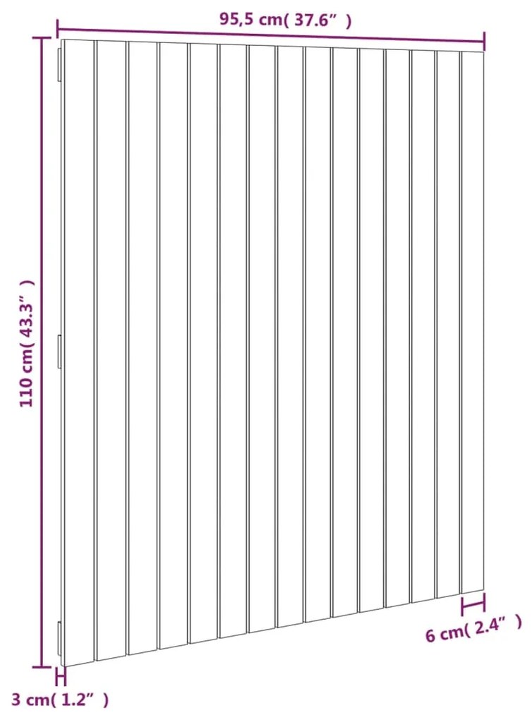 Cabeceira de parede 95,5x3x110 cm pinho maciço branco