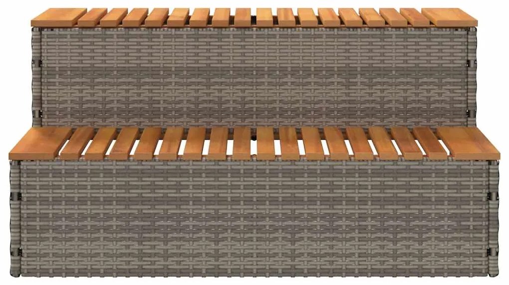 Degrau p/ hidromassagem 100x50x50,5 cm PE e acácia maciça cinza