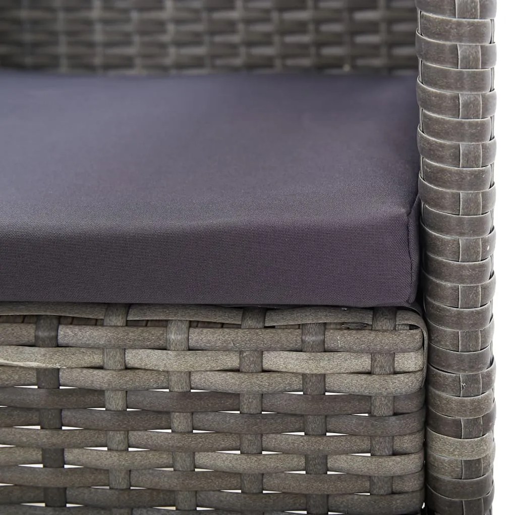 Cadeiras jardim c/ almofadões cinza escuro 2 pcs vime PE cinza