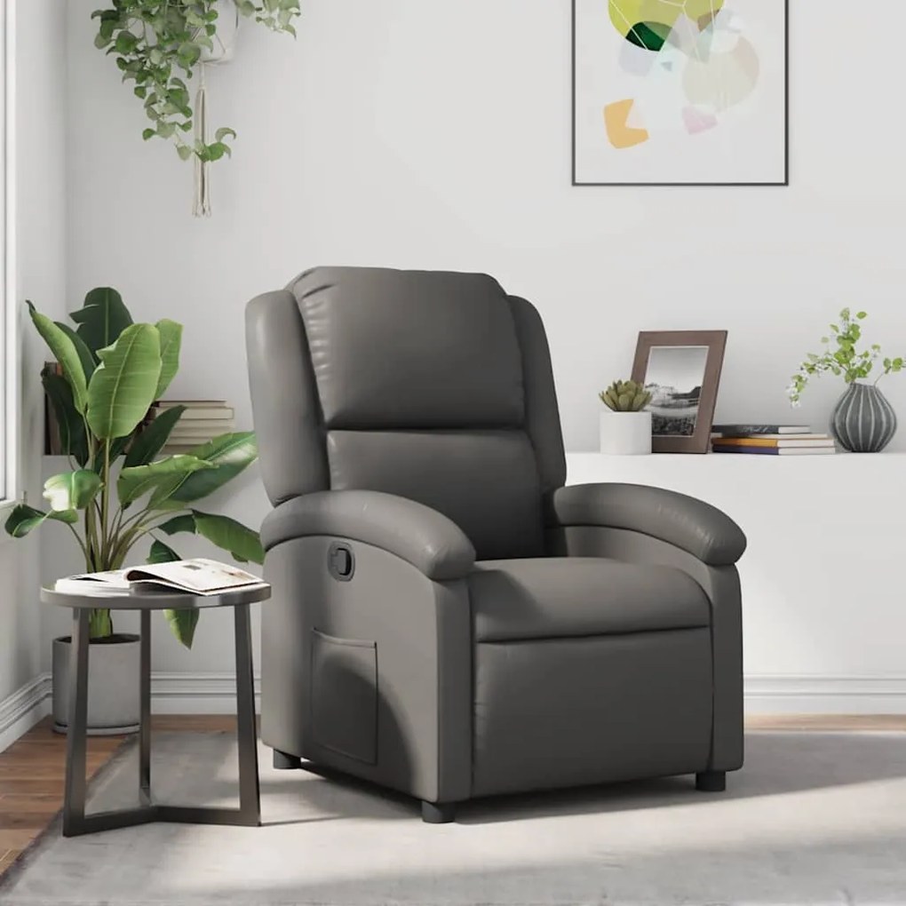 vidaXL Poltrona reclinável couro artificial cinzento